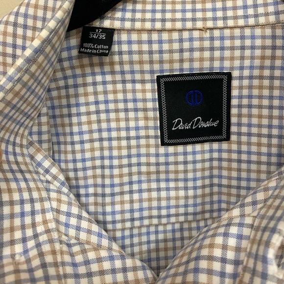 David Donahue Button Up Collared Dress Shirt Long Sleeve Men’s Size 17 34/35 - Picture 4 of 5
